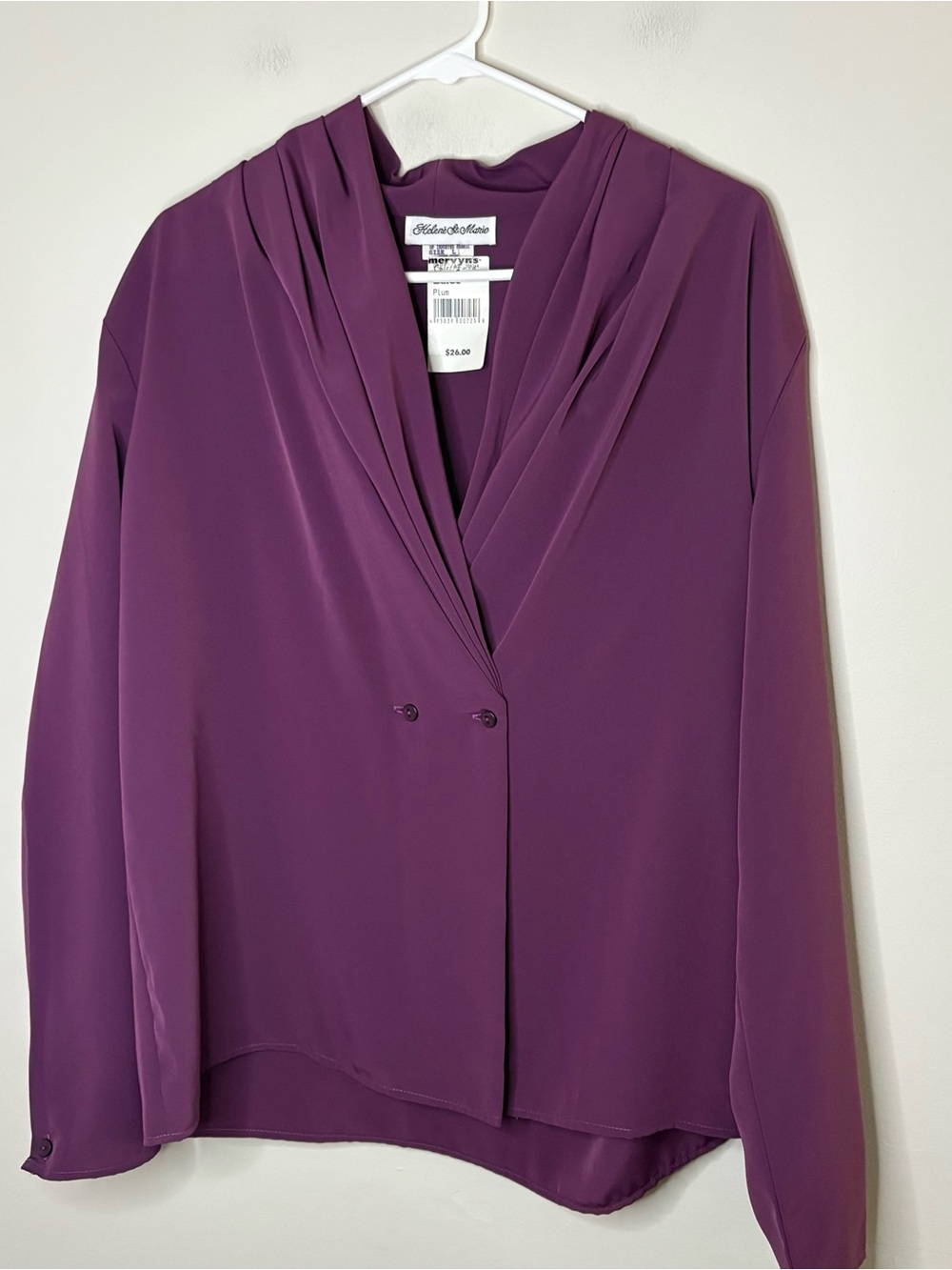 NWT Vintage Helene St. Marie Elegant Women's Blouse in Deep Purple large